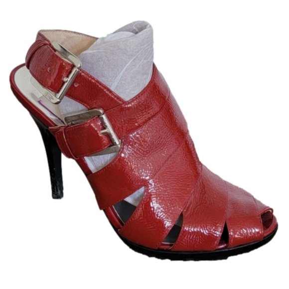 MICHAEL KORS Rust Burnt Orange Peep Toe Shoes Sz 8 - Picture 1 of 4